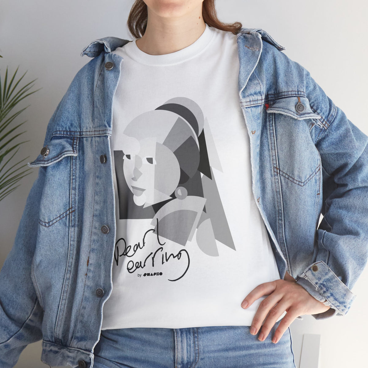 Pearl Earring by Shapeo Cotton Tee | Rock