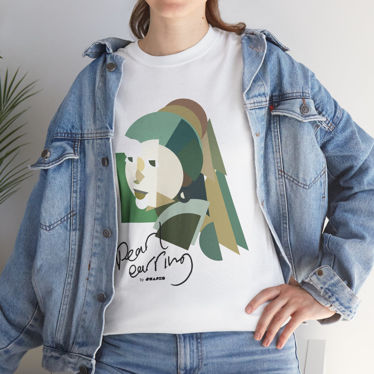 Pearl Earring by Shapeo Cotton Tee | Forest