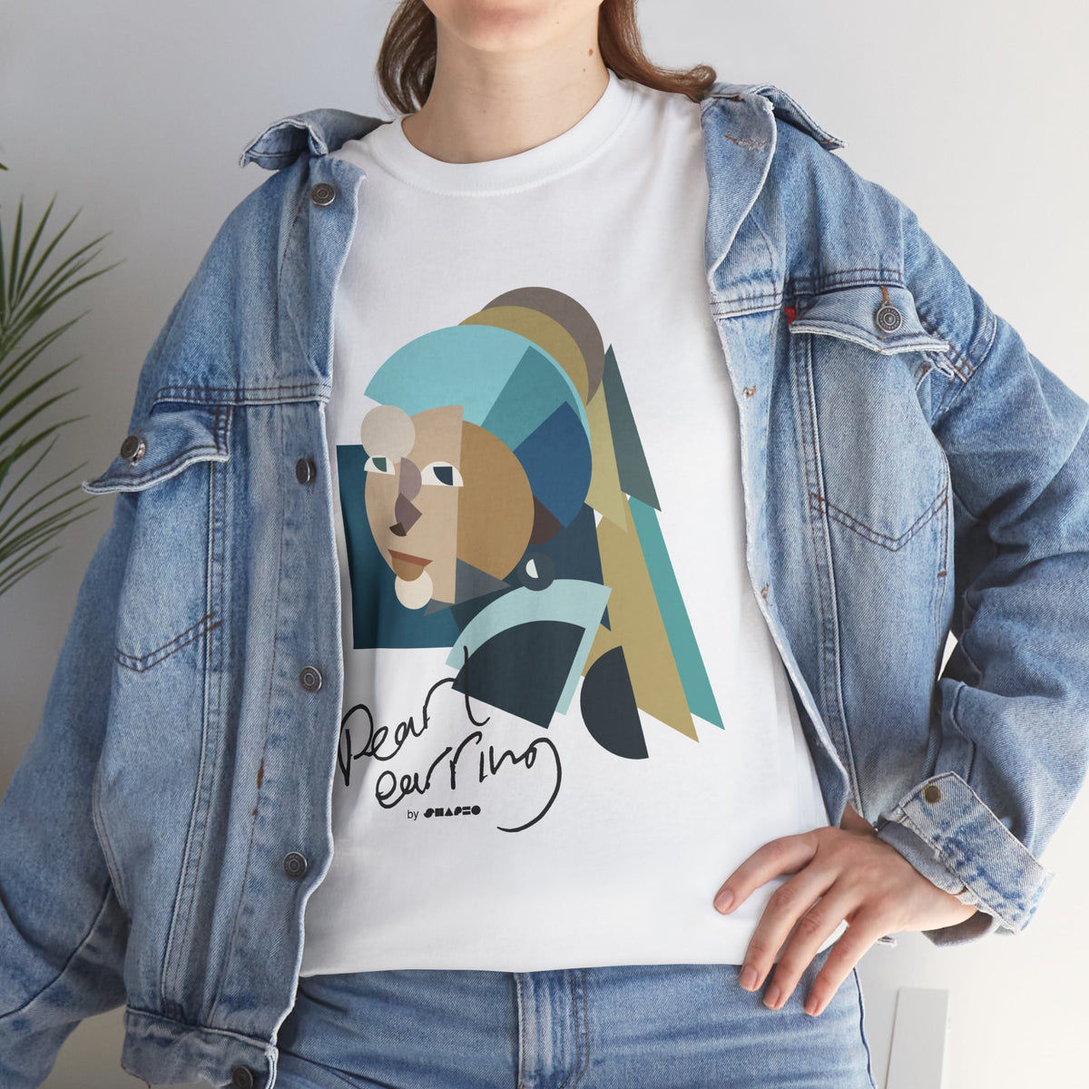 Pearl Earring by Shapeo Cotton Tee | Lagoon