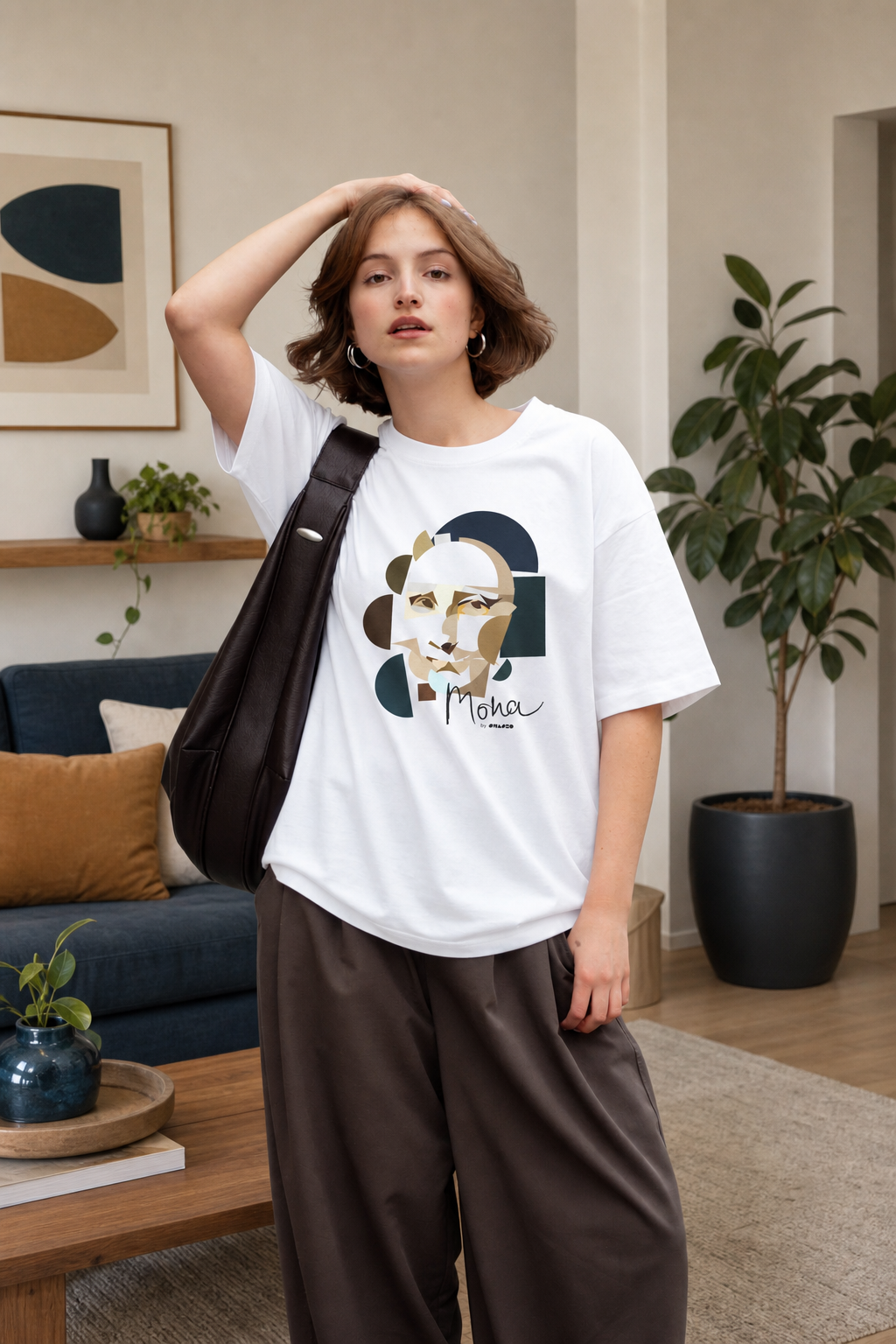 Mona Lisa by Shapeo Cotton Tee | Lagoon