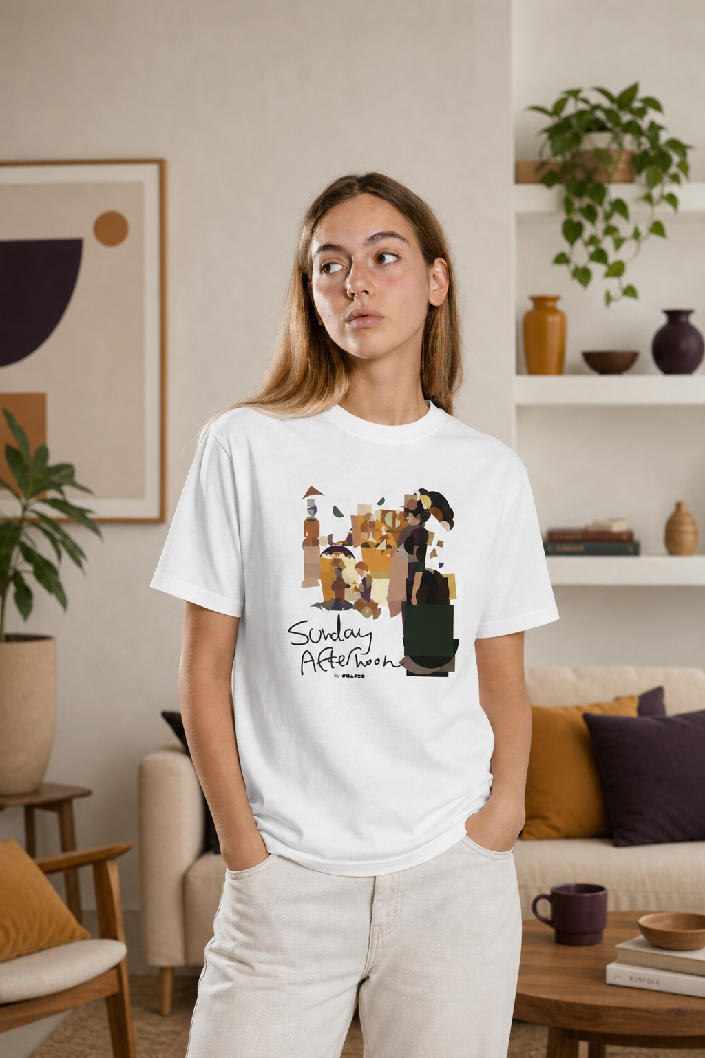 Sunday Afternoon by Shapeo Cotton Tee | Desert