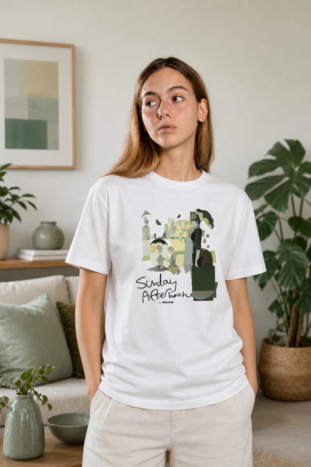 Sunday Afternoon by Shapeo Cotton Tee | Forest