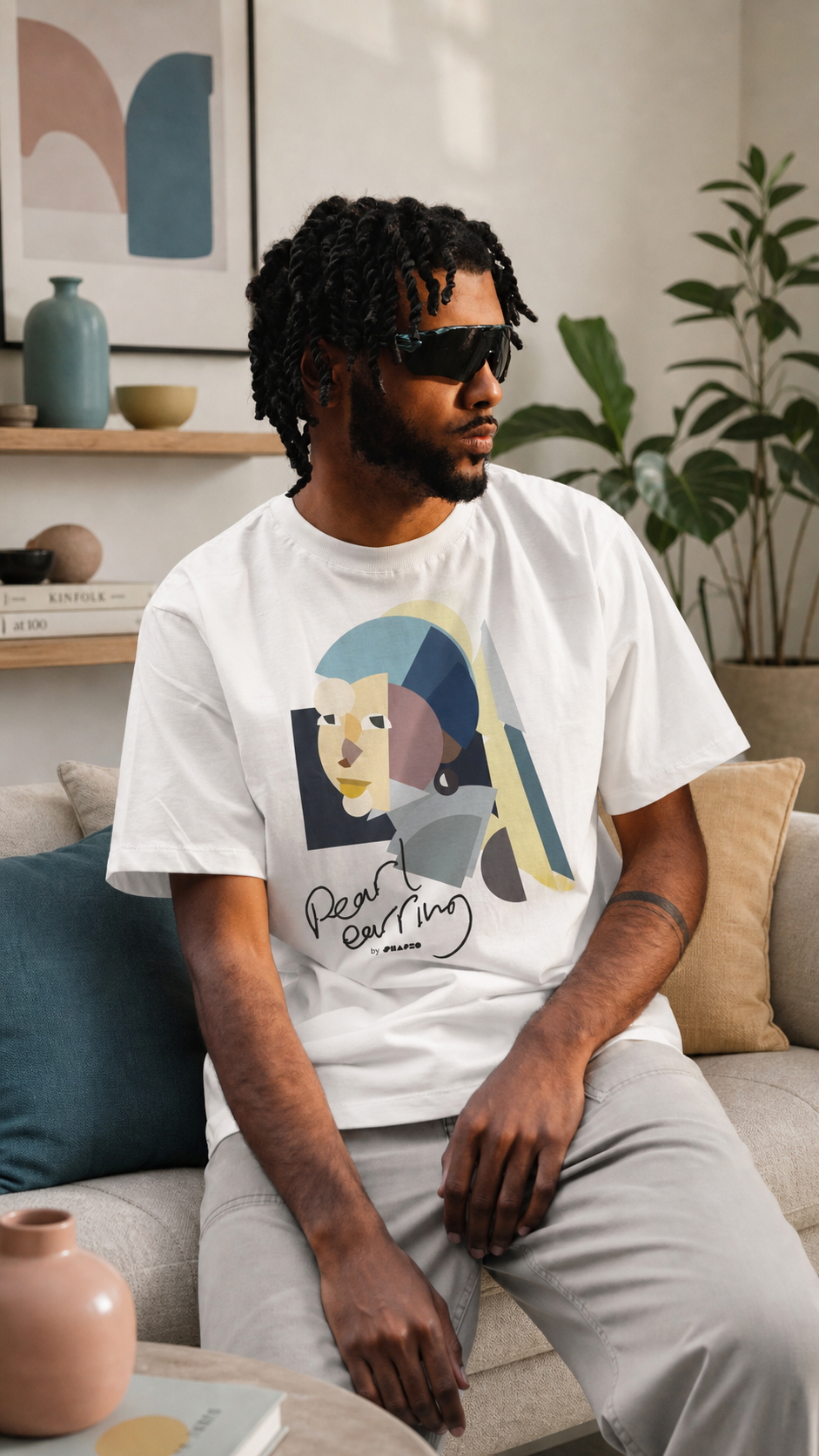 Pearl Earring by Shapeo Cotton Tee | Autumn