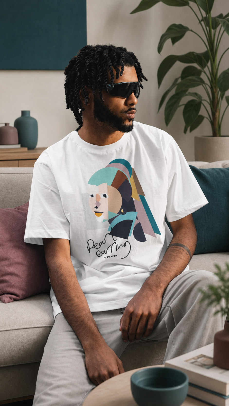 Pearl Earring by Shapeo Cotton Tee | Dawn