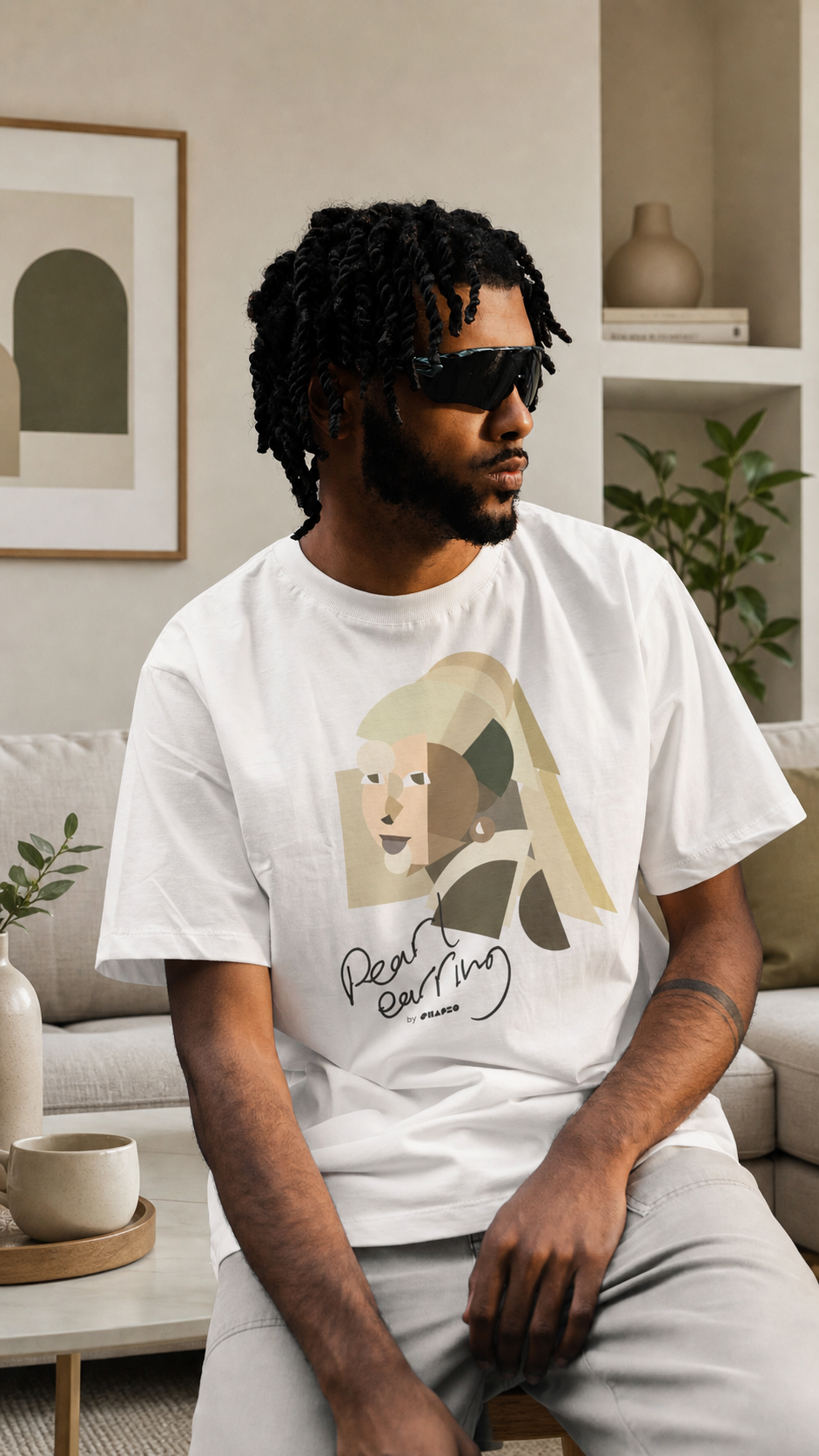 Pearl Earring by Shapeo Cotton Tee | Dune
