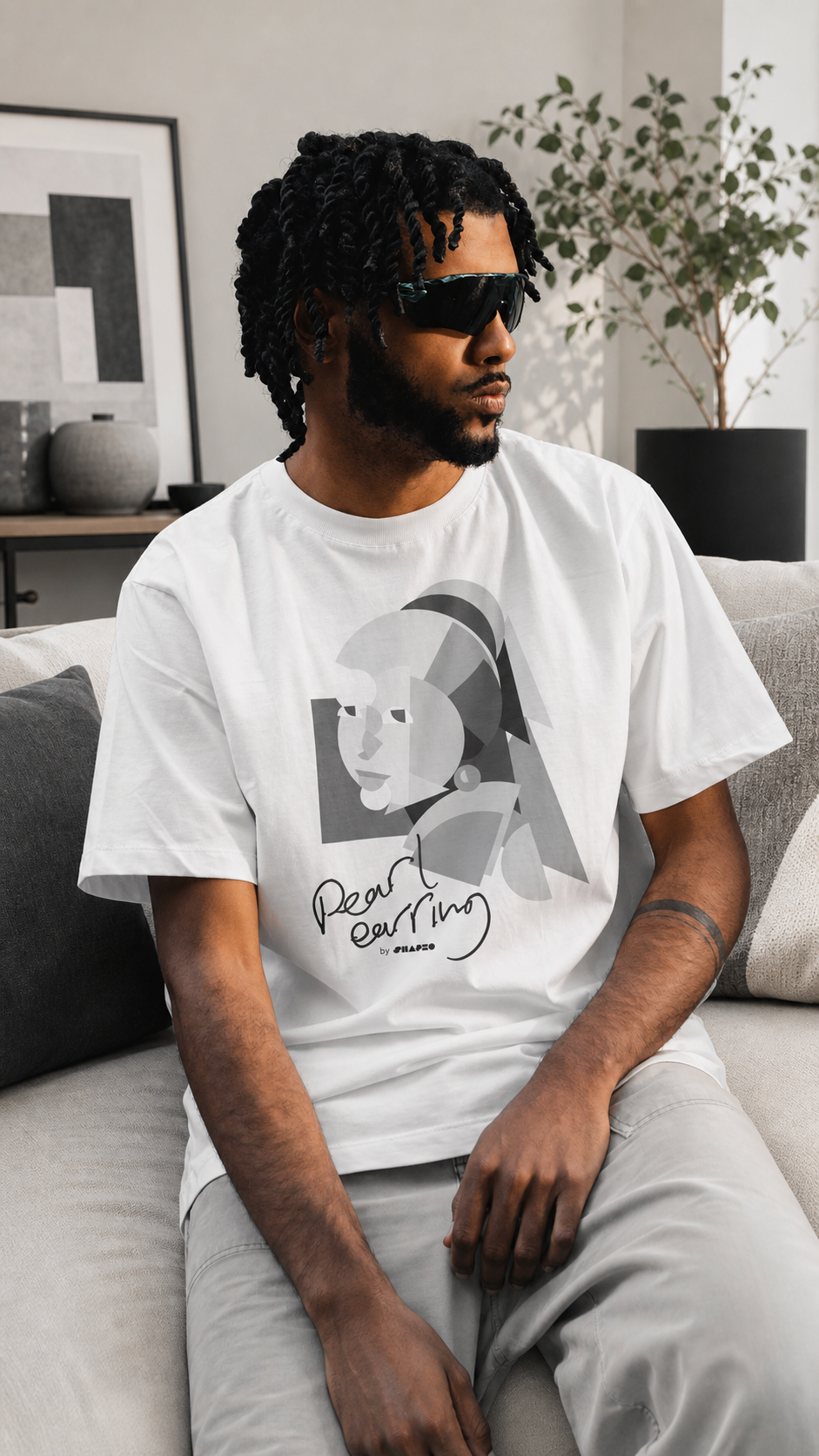 Pearl Earring by Shapeo Cotton Tee | Twilight