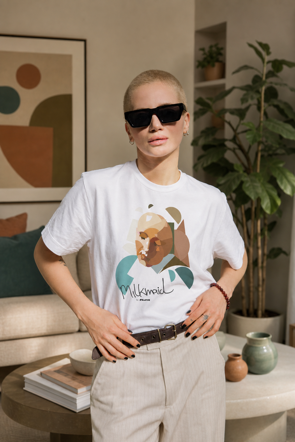 The Milkmaid by Shapeo Cotton Tee | Desert