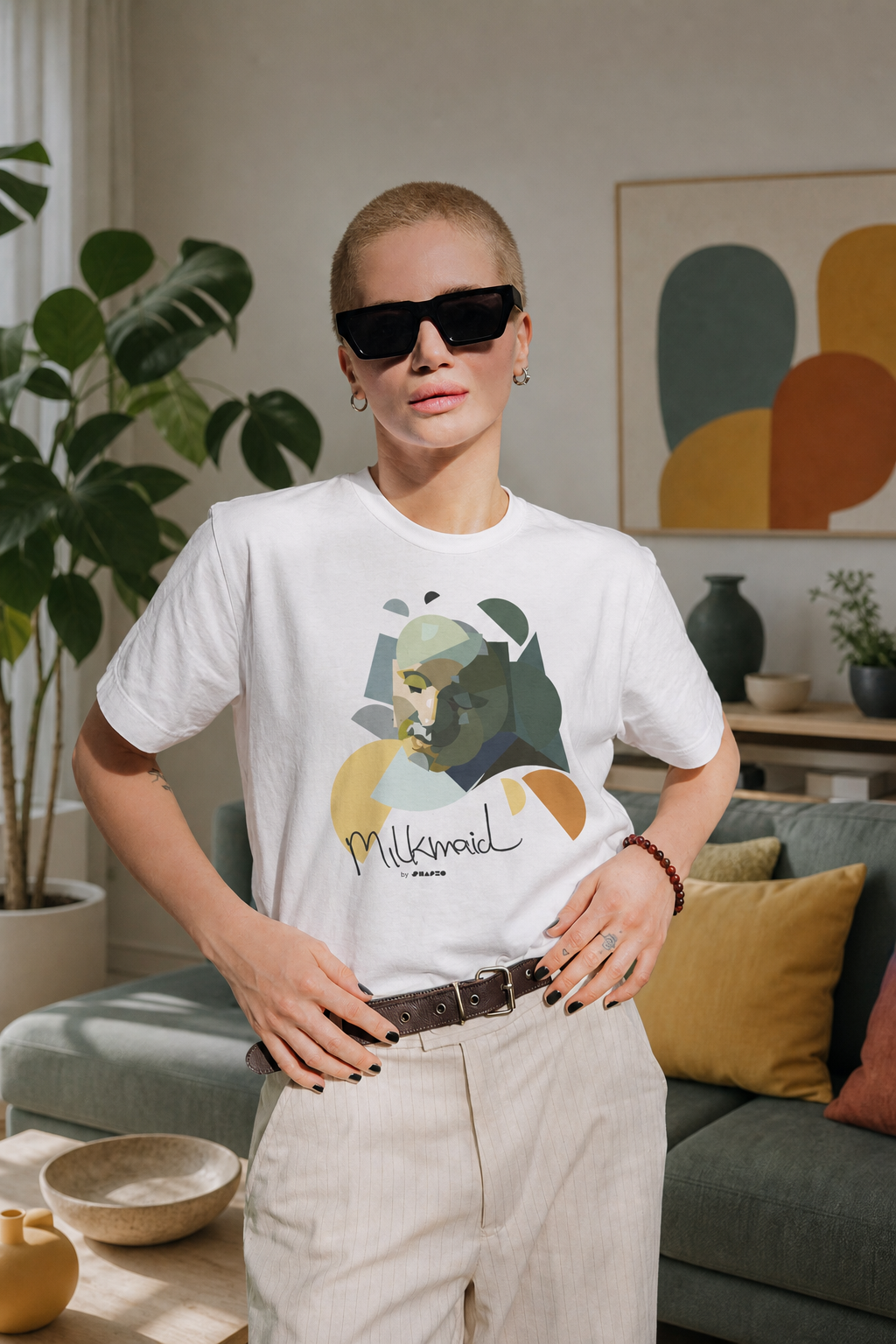 The Milkmaid by Shapeo Cotton Tee | Lagoon