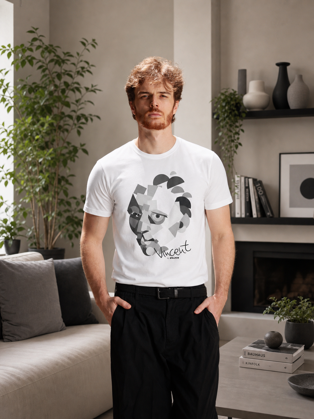 Vincent with no beard by Shapeo Cotton Tee | Rock