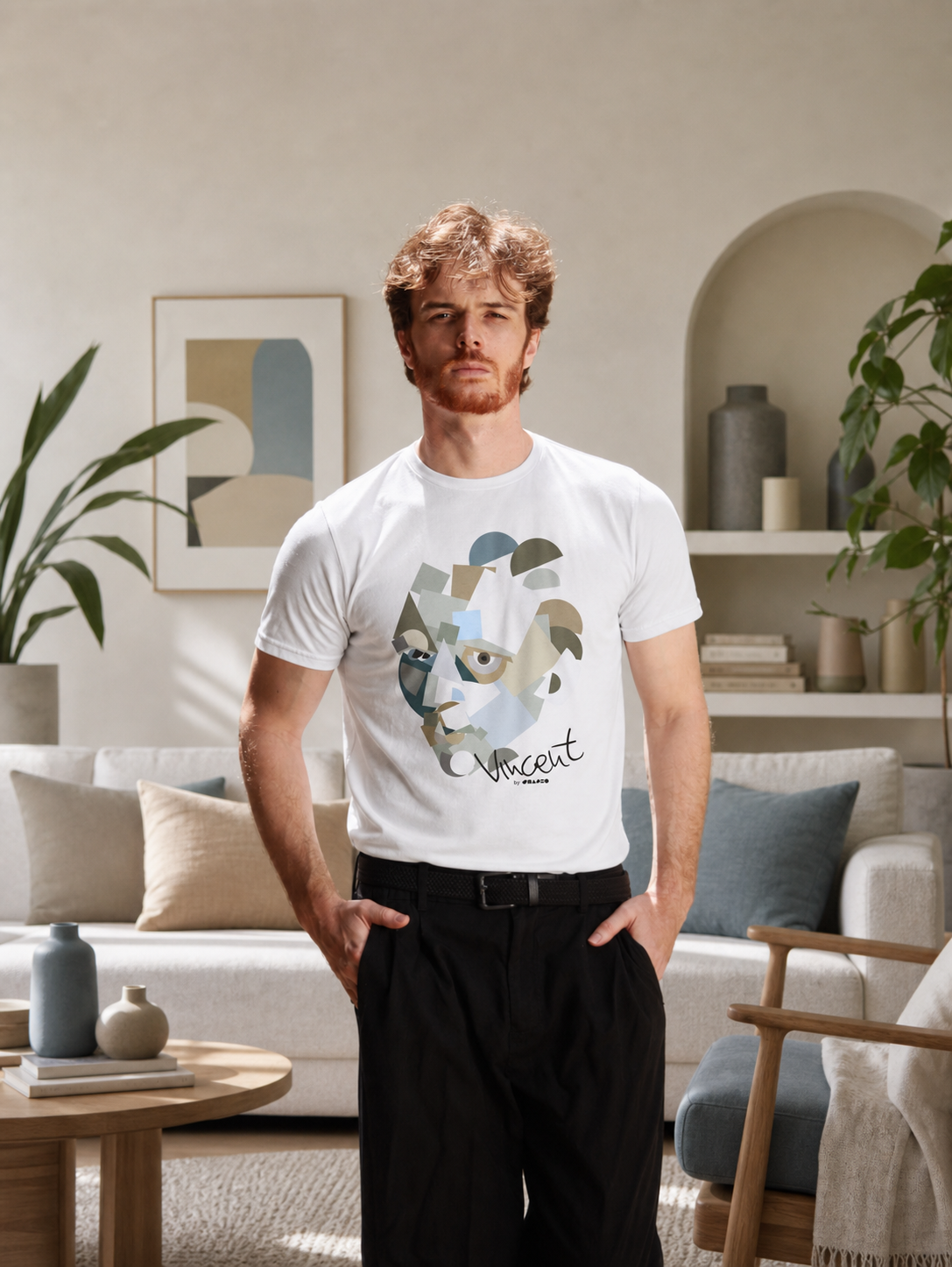 Vincent with no beard by Shapeo Cotton Tee | Twilight