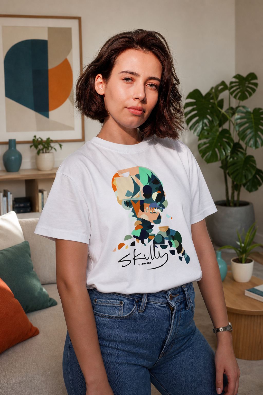 Smoking Skull by Shapeo Cotton Tee | Tropic