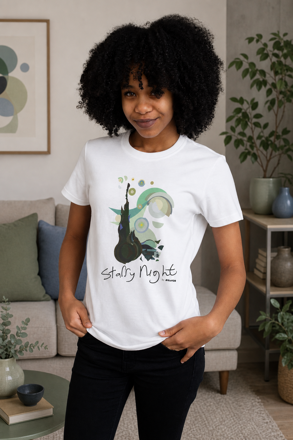 Starry Night by Shapeo Cotton Tee | Forest